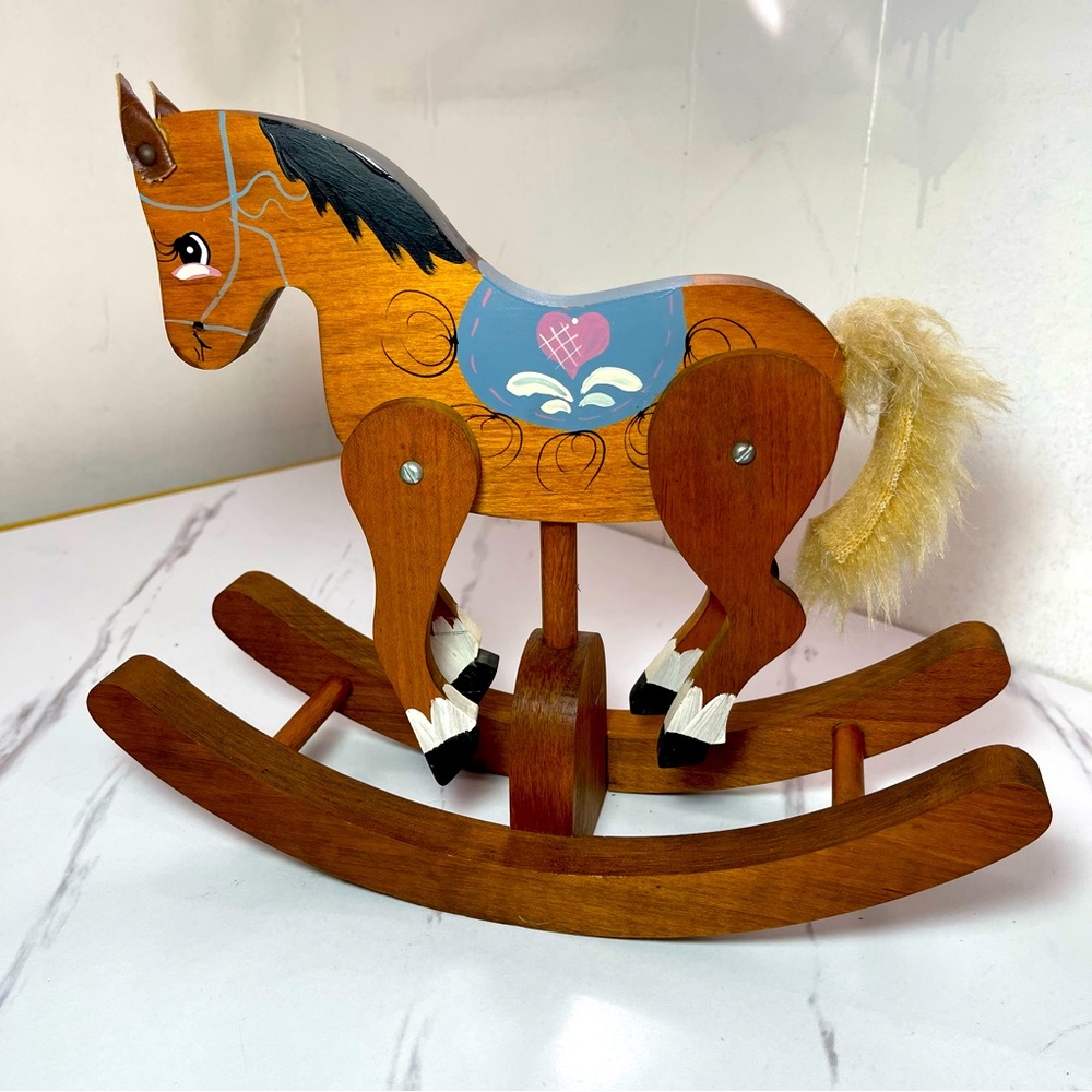 Vintage Handmade Room Wood Accent Rocking Horse Perfect for Nursing Room